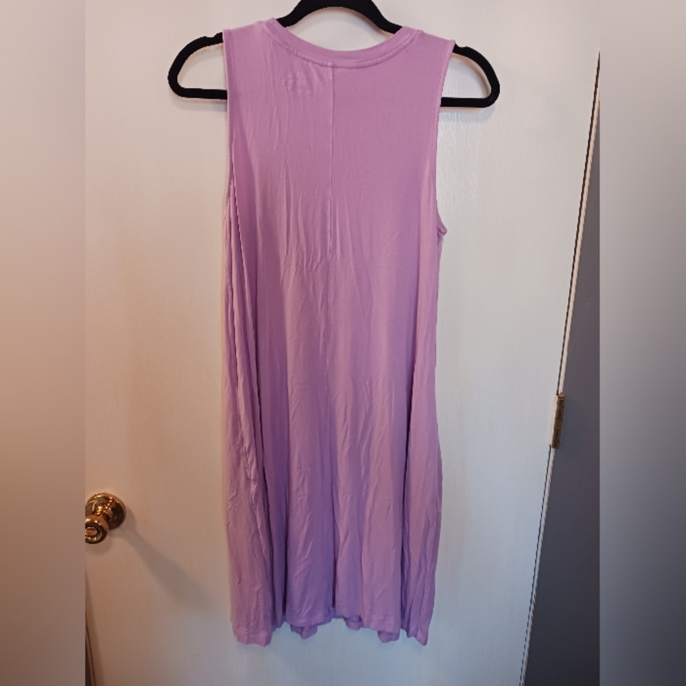 Basic Sleeveless T-Shirt Dress A Line Pockets Womens M Time&Tru Lilac Stretchy - Picture 4 of 9